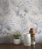 WLD53112W Toucan Toile Linen Toile Linen Wallpaper by Ohpopsi