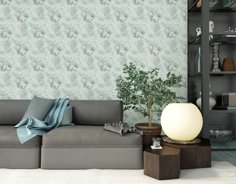 WLD53113W Toucan Toile Duck Egg Duck Egg Wallpaper by Ohpopsi