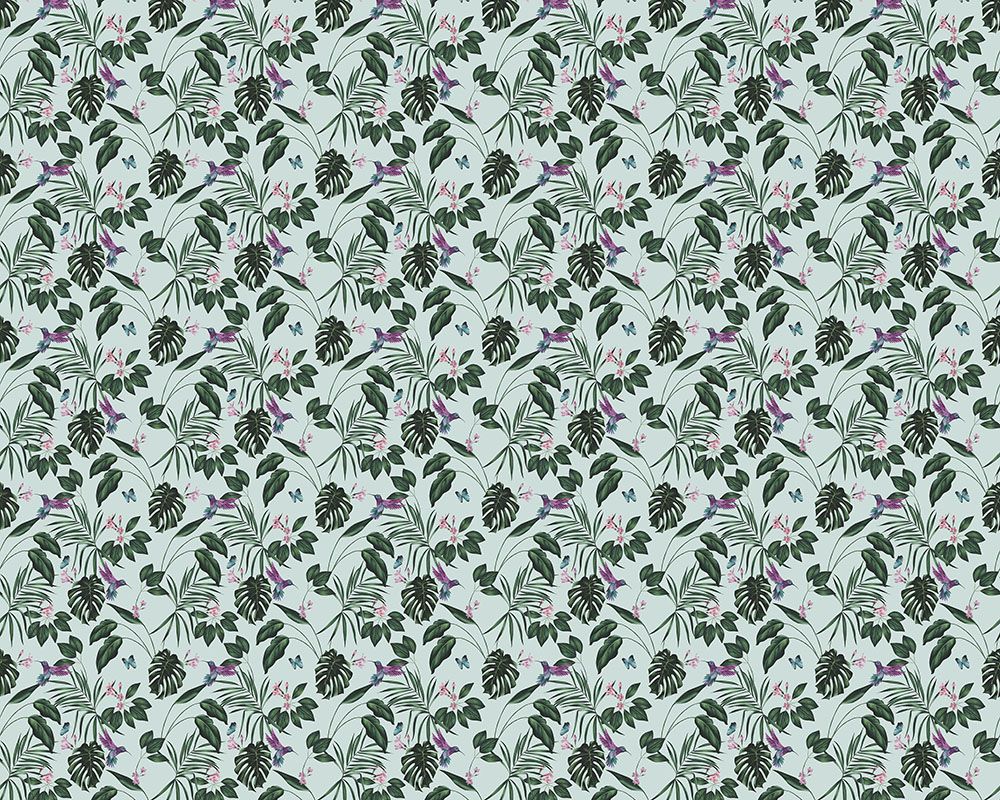 WLD53115W Hummingbird Duck Egg Duck Egg Wallpaper by Ohpopsi