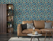 WLD53117W Tropical Parrot Indigo Multi Indigo Multi Wallpaper by Ohpopsi