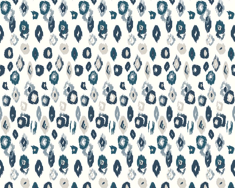 WLD53118W Animal Ikat Wilderness White & Serpentine Wilderness White & Serpentine Wallpaper by Ohpopsi