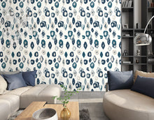 WLD53118W Animal Ikat Wilderness White & Serpentine Wilderness White & Serpentine Wallpaper by Ohpopsi