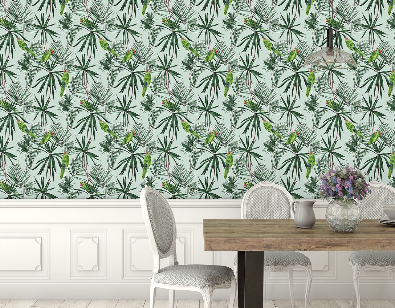 WLD53124W Paradise Duck Egg Duck Egg Wallpaper by Ohpopsi