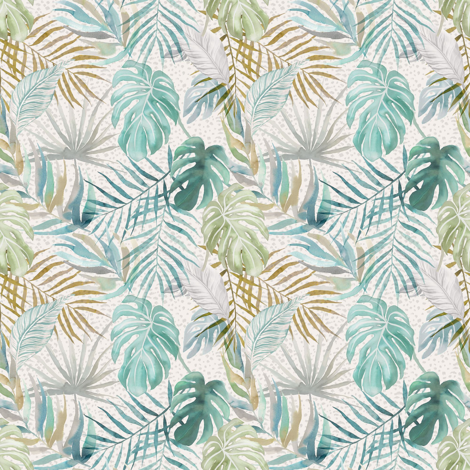 WLD53132W Tropica Turquoise Turquoise Wallpaper by Ohpopsi