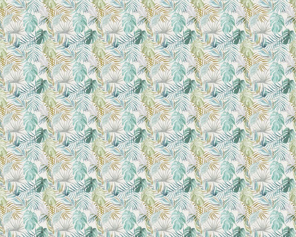 WLD53132W Tropica Turquoise Turquoise Wallpaper by Ohpopsi