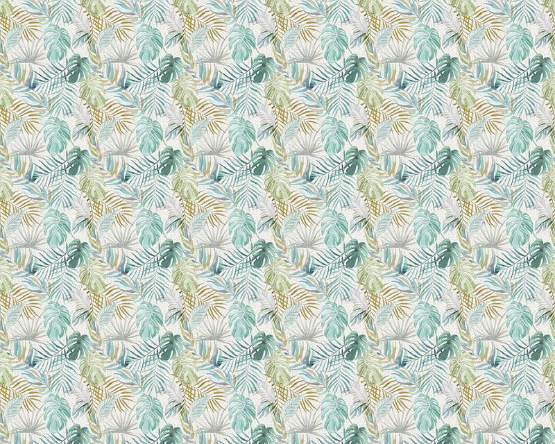 WLD53132W Tropica Turquoise Turquoise Wallpaper by Ohpopsi