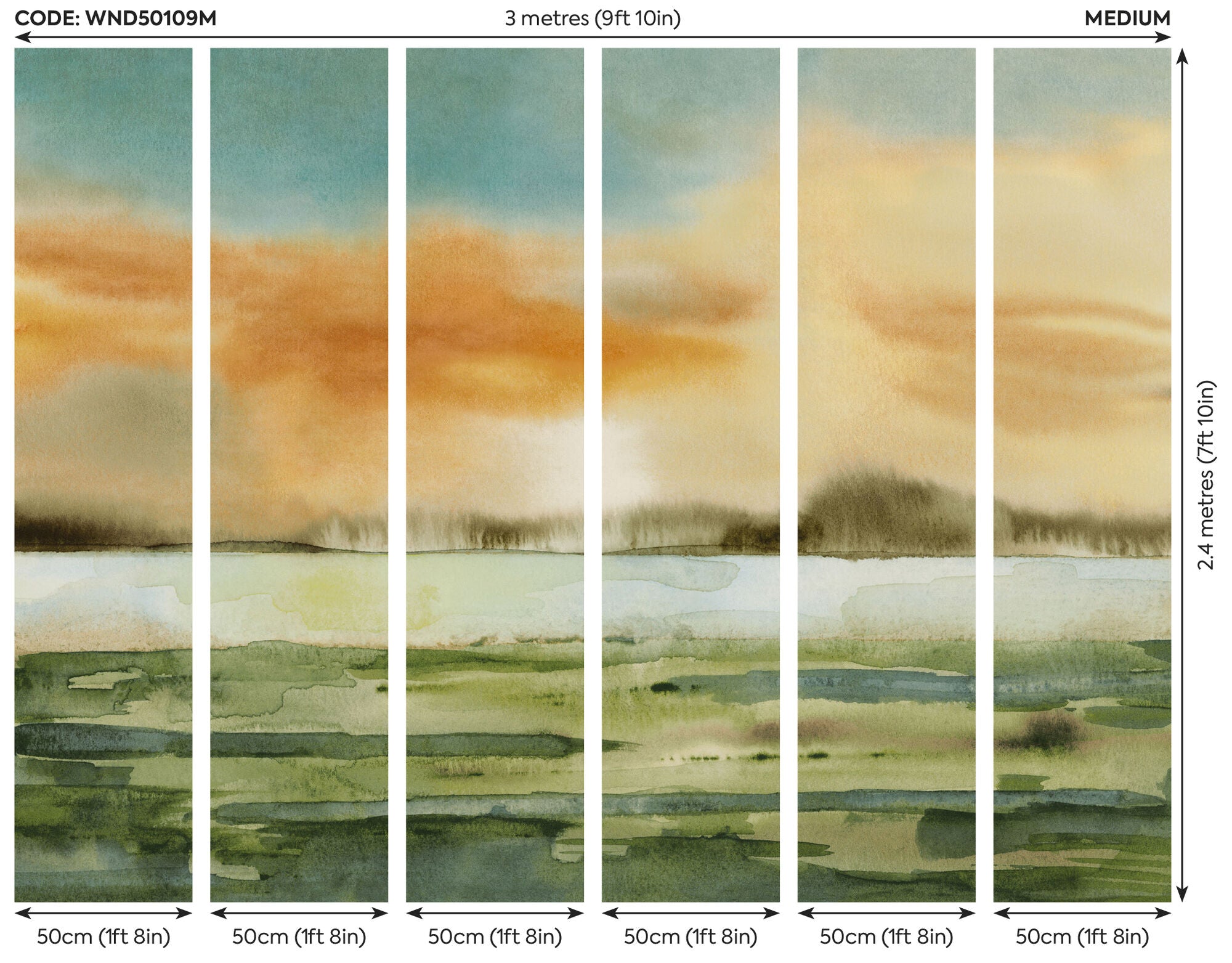 WND50109M Sunset Olive & Ginger Mural by Ohpopsi
