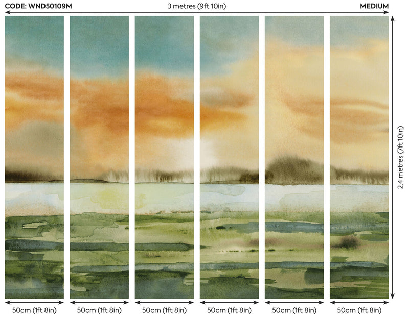 WND50109M Sunset Olive & Ginger Mural by Ohpopsi