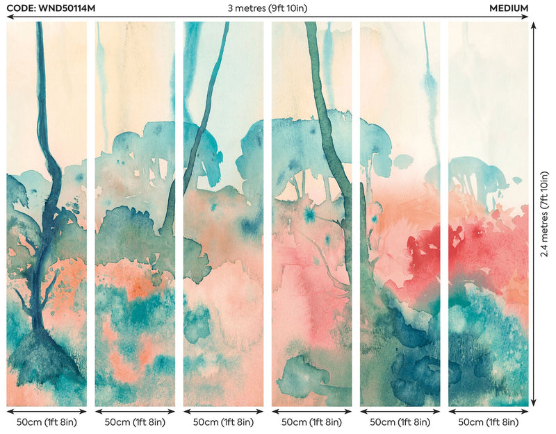 WND50114M Forest Seasons Jade & Blush Mural by Ohpopsi
