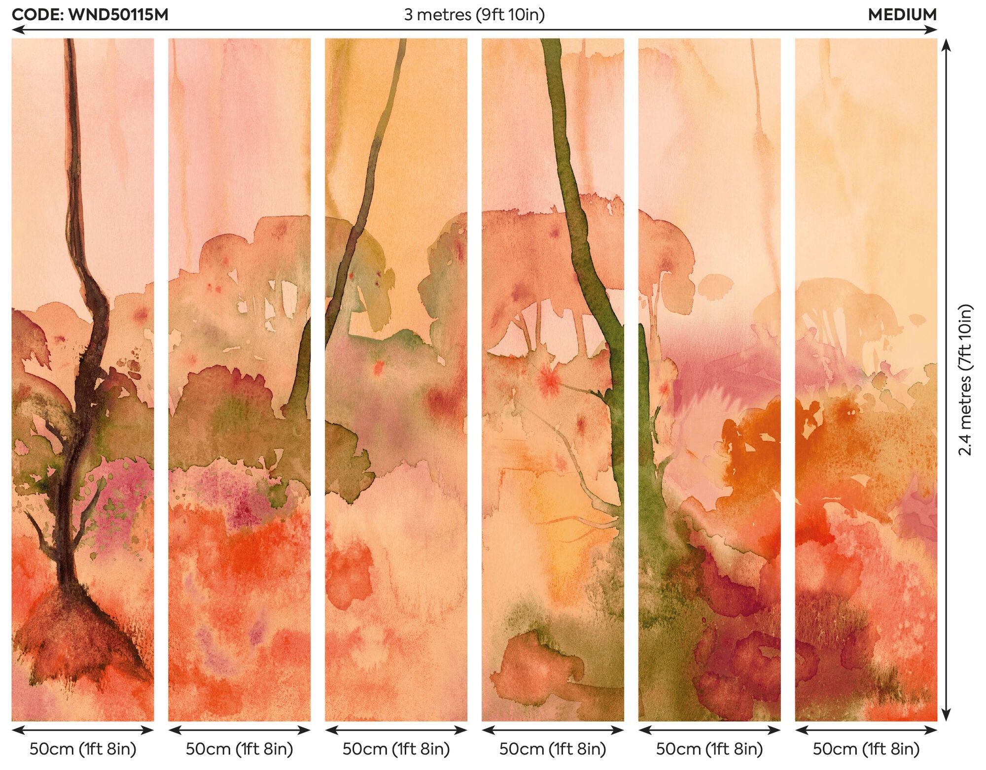 WND50115M Forest Seasons Paprika Mural by Ohpopsi