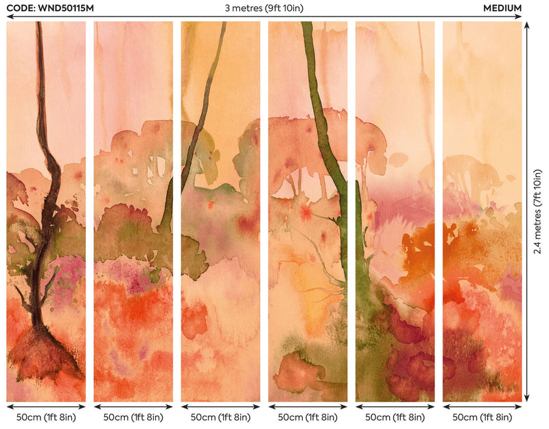 WND50115M Forest Seasons Paprika Mural by Ohpopsi
