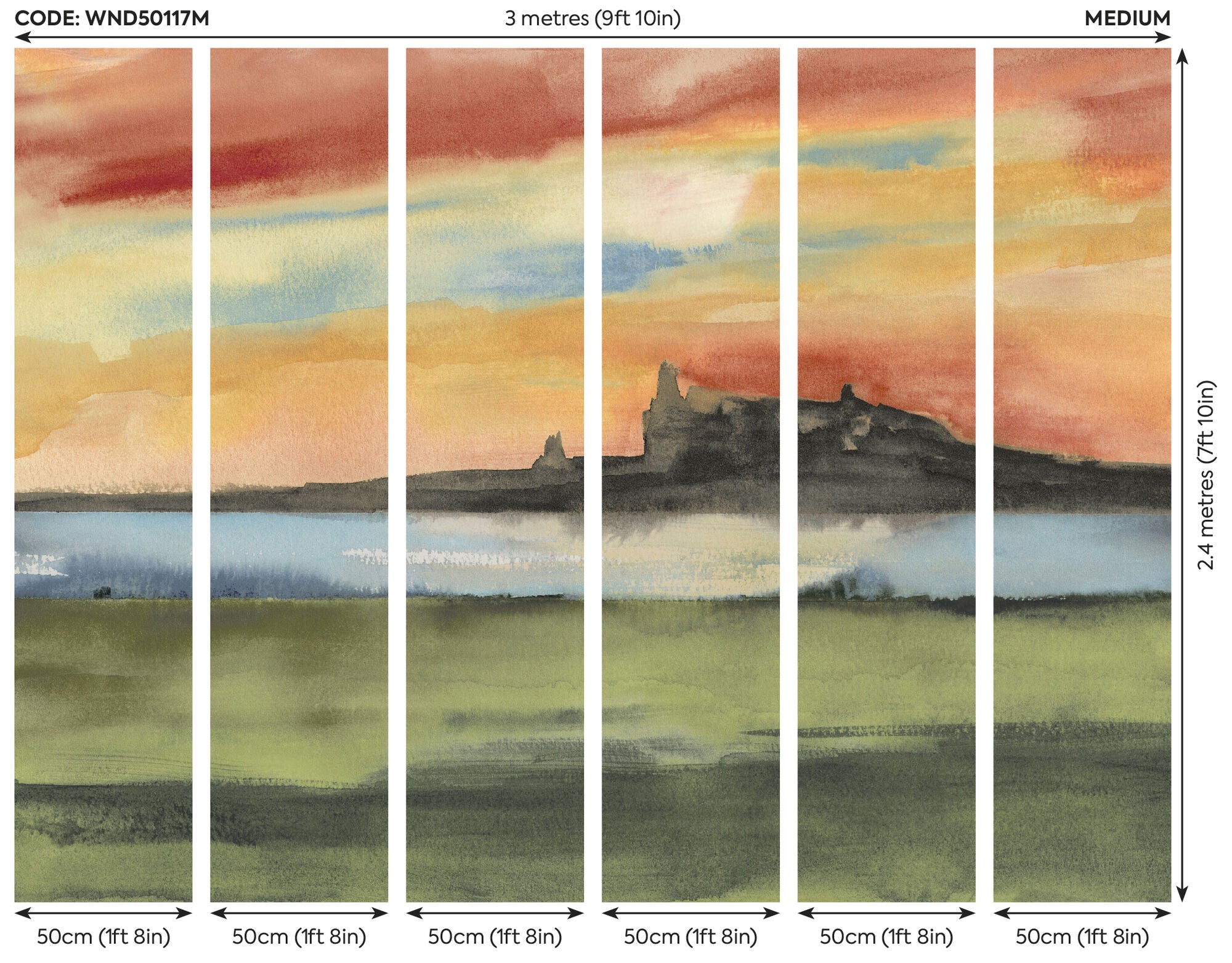WND50117M Horizon Terracotta & Sage Mural by Ohpopsi