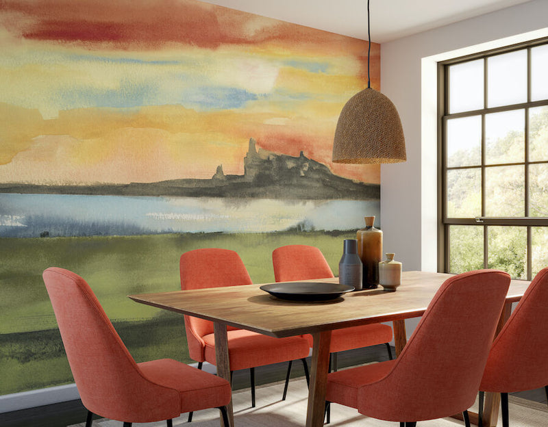 WND50117M Horizon Terracotta & Sage Mural by Ohpopsi