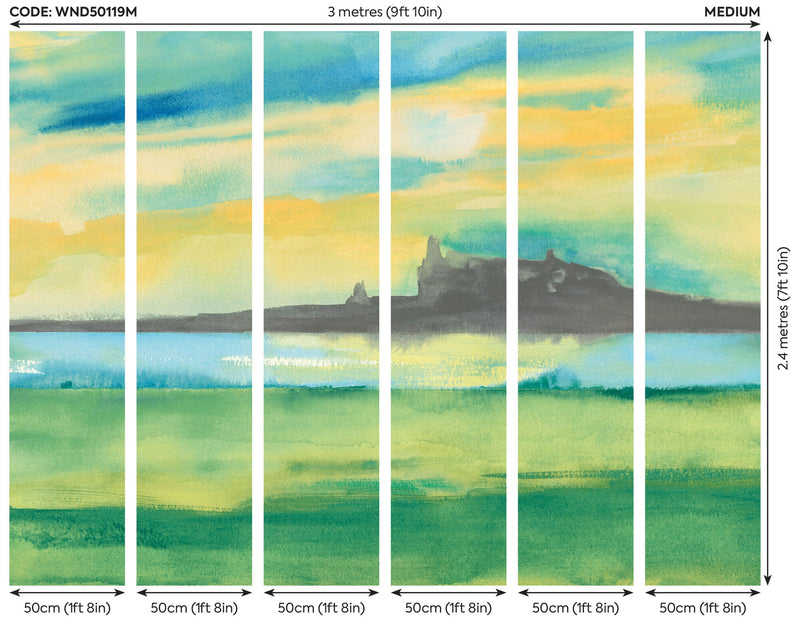 WND50119M Horizon Cobalt & Sun Mural by Ohpopsi
