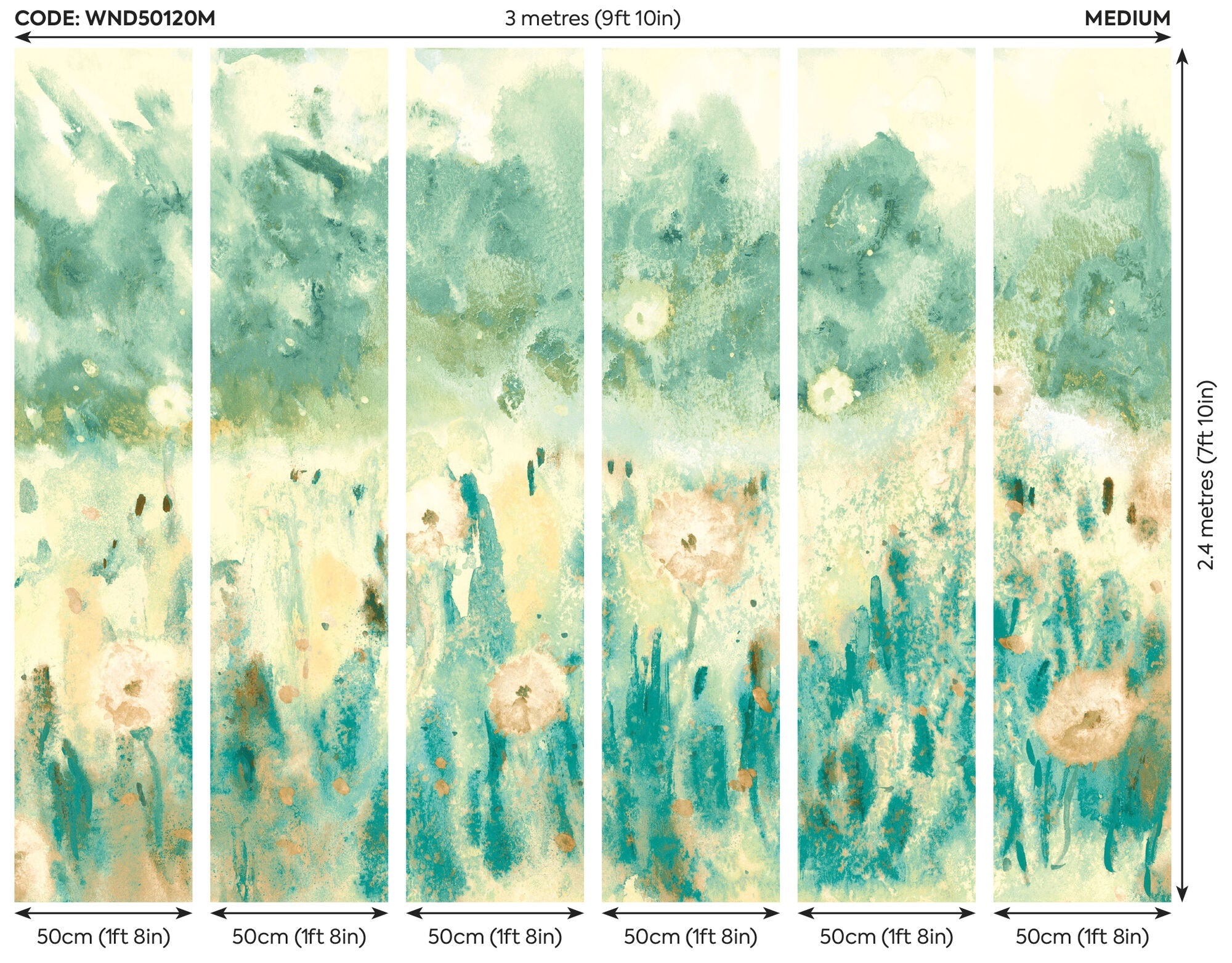 WND50120M Meadow Jade & Linen Mural by Ohpopsi