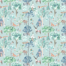 Woodland Adventures Aqua Wallpaper by Voyage Maison | WOODLAN/WPO/AQU
