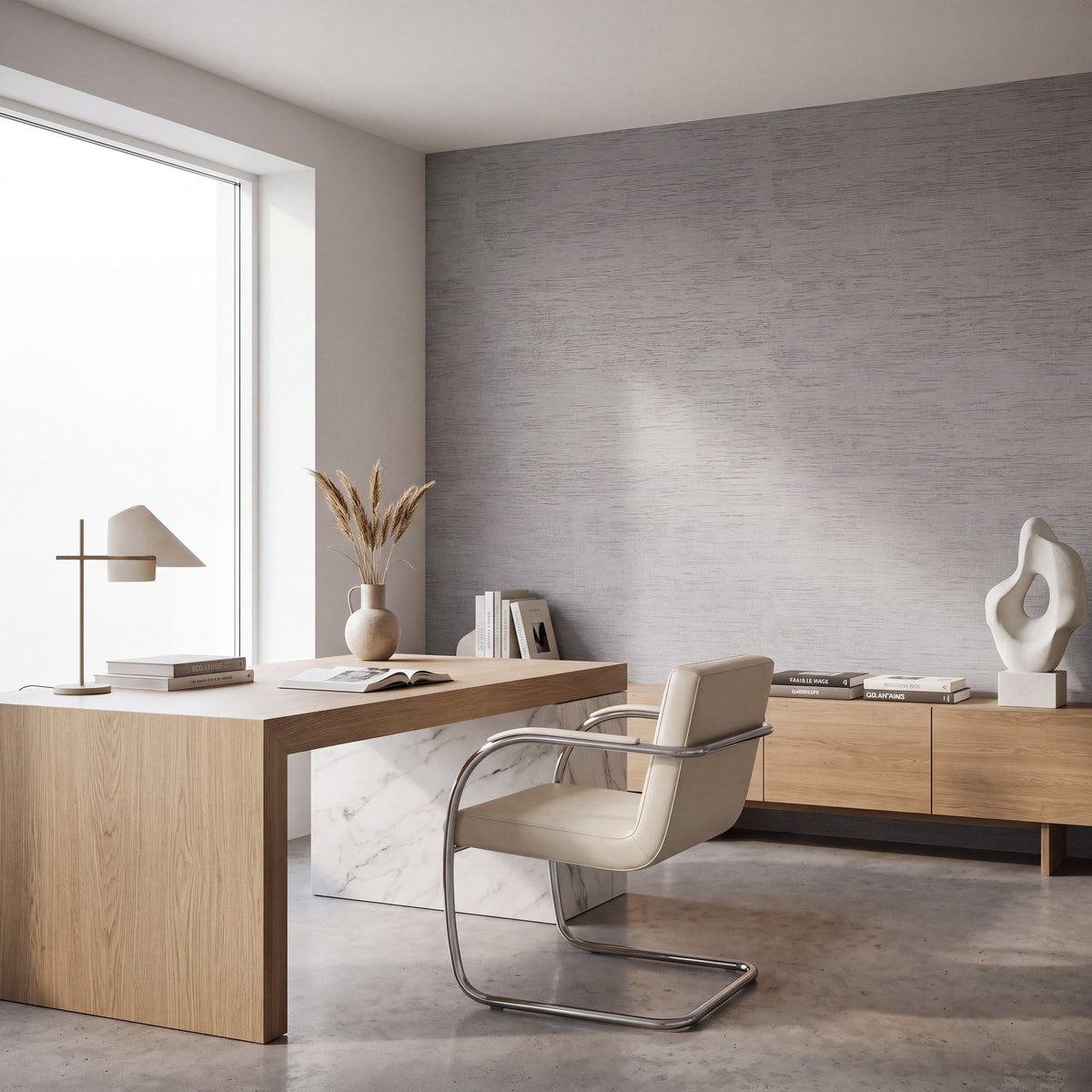 Brushed Texture Dove Grey Wall Textures Wallpaper by Galerie — roomshot 1
