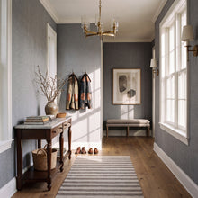 Textile Grid Slate Grey Wall Textures Wallpaper by Galerie — roomshot 1