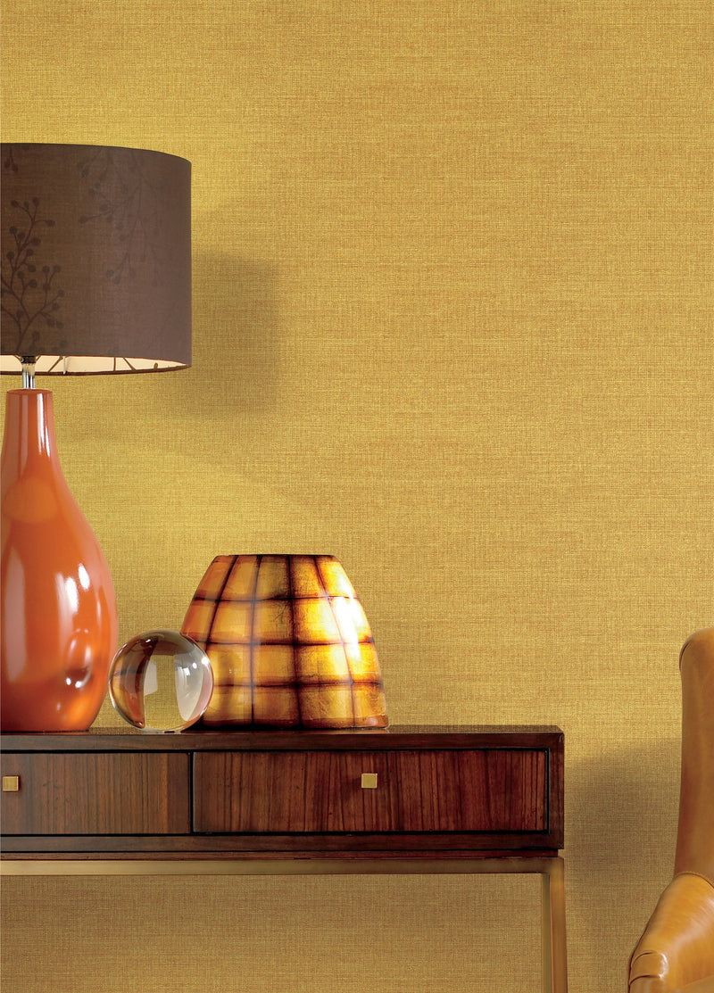 Textile Grid Yellow Gold Wall Textures Wallpaper by Galerie — roomshot 1