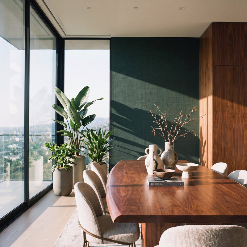 Textile Grid Dark Green Wall Textures Wallpaper by Galerie — roomshot 1
