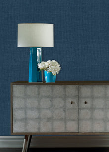 Textile Grid Dark Blue Wall Textures Wallpaper by Galerie — roomshot 1