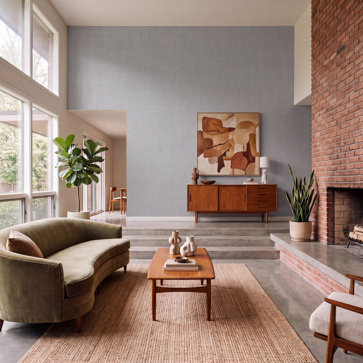 Textile Grid Dove Grey Wall Textures Wallpaper by Galerie — roomshot 1
