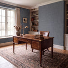 Textile Grid Blue Wall Textures Wallpaper by Galerie — roomshot 1