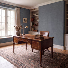 Textile Grid Blue Wall Textures Wallpaper by Galerie — roomshot 1