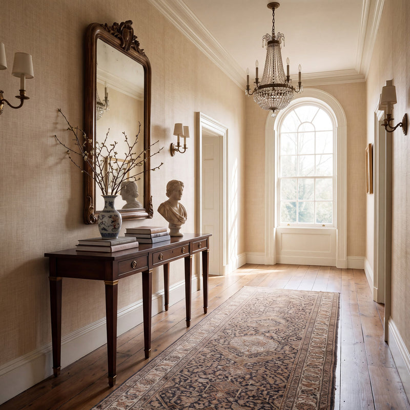Vertical Streak Ivory Wall Textures Wallpaper by Galerie — roomshot 1