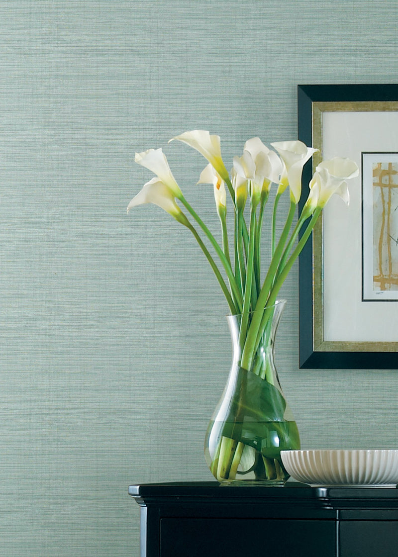 Papyrus Weave Green Blue Wall Textures Wallpaper by Galerie — roomshot 1