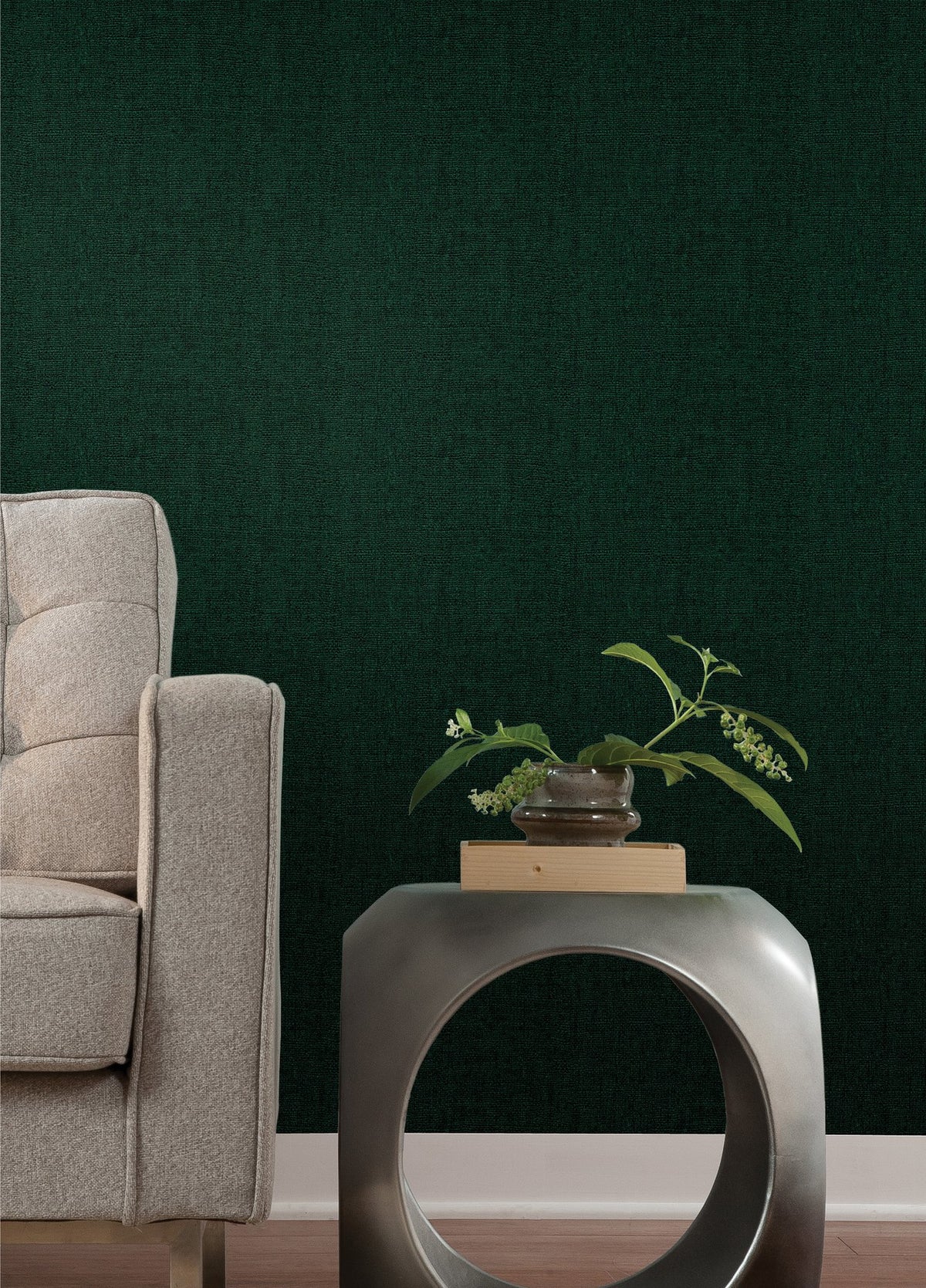 Fine Texture Dark Green Wall Textures Wallpaper by Galerie — roomshot 1