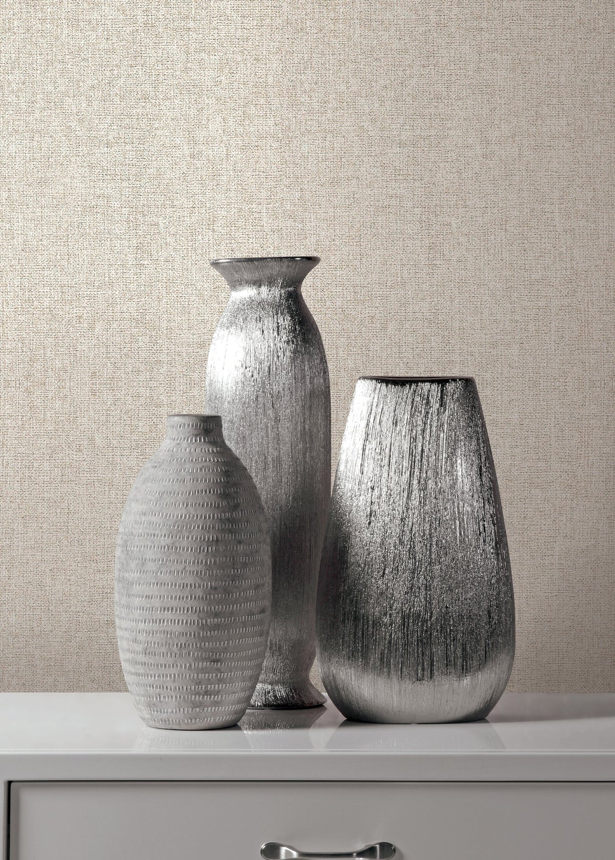 Fine Texture Pale Taupe Wall Textures Wallpaper by Galerie — roomshot 1