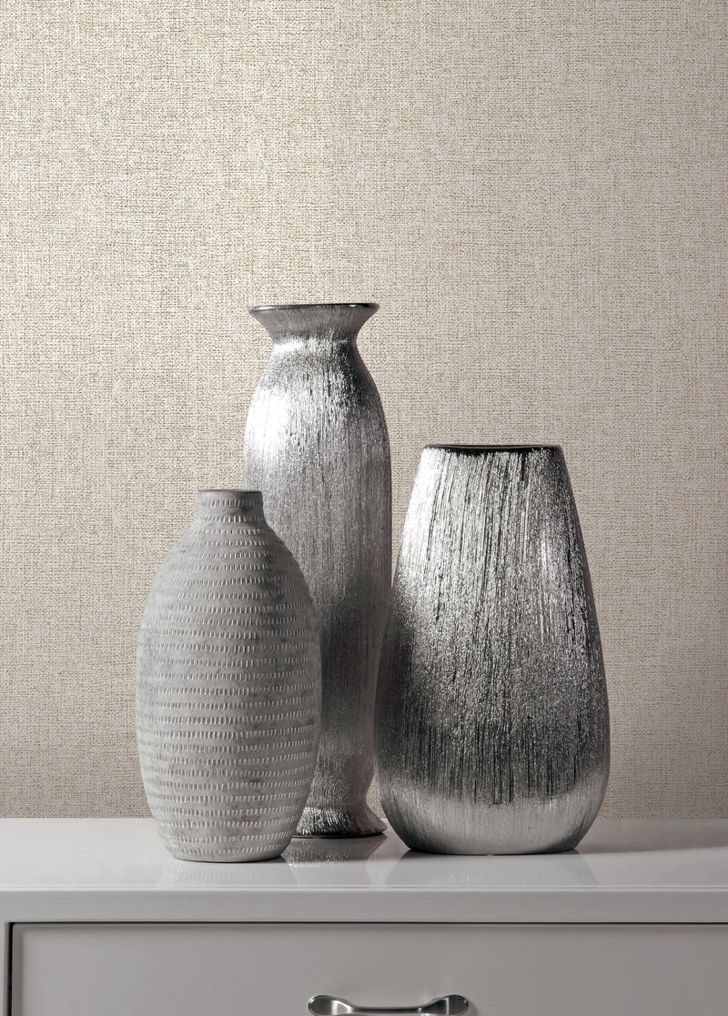 Fine Texture Pale Taupe Wall Textures Wallpaper by Galerie — roomshot 1