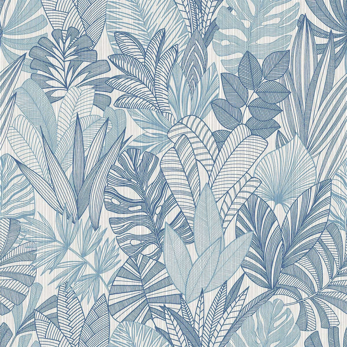 WTK20202 Tropicana Leaves The Keys Pale Blue Wallpaper by Today Interiors