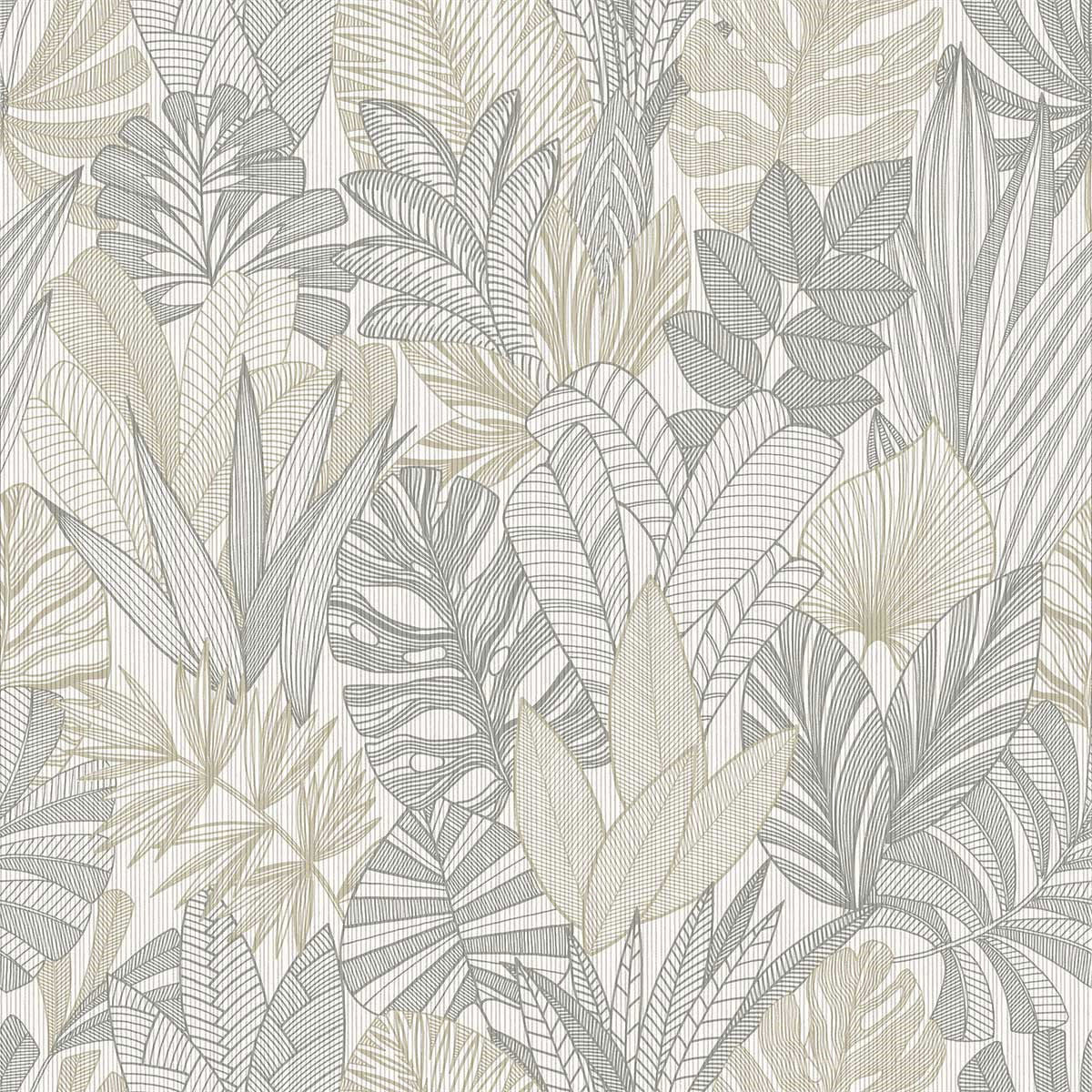 WTK20207 Tropicana Leaves The Keys Oat Wallpaper by Today Interiors