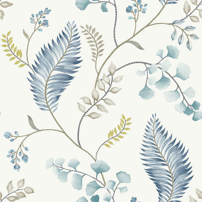 WTK20302 Forest Vines The Keys Soft Blue Wallpaper by Today Interiors