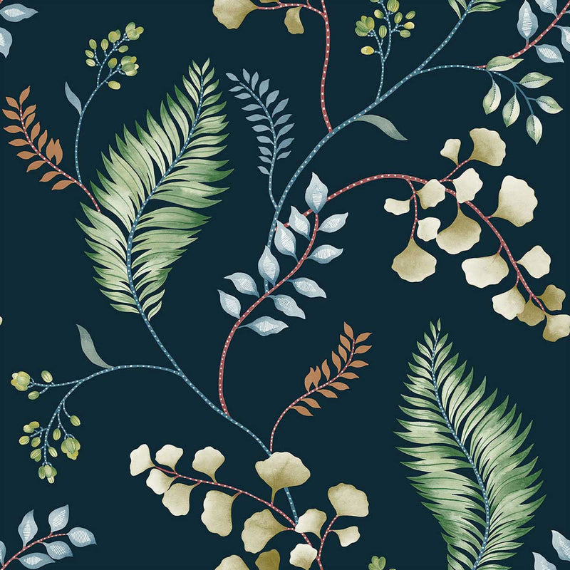 WTK20312 Forest Vines The Keys Navy Wallpaper by Today Interiors