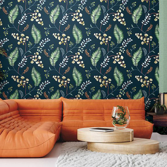 WTK20312 Forest Vines The Keys Navy Wallpaper by Today Interiors
