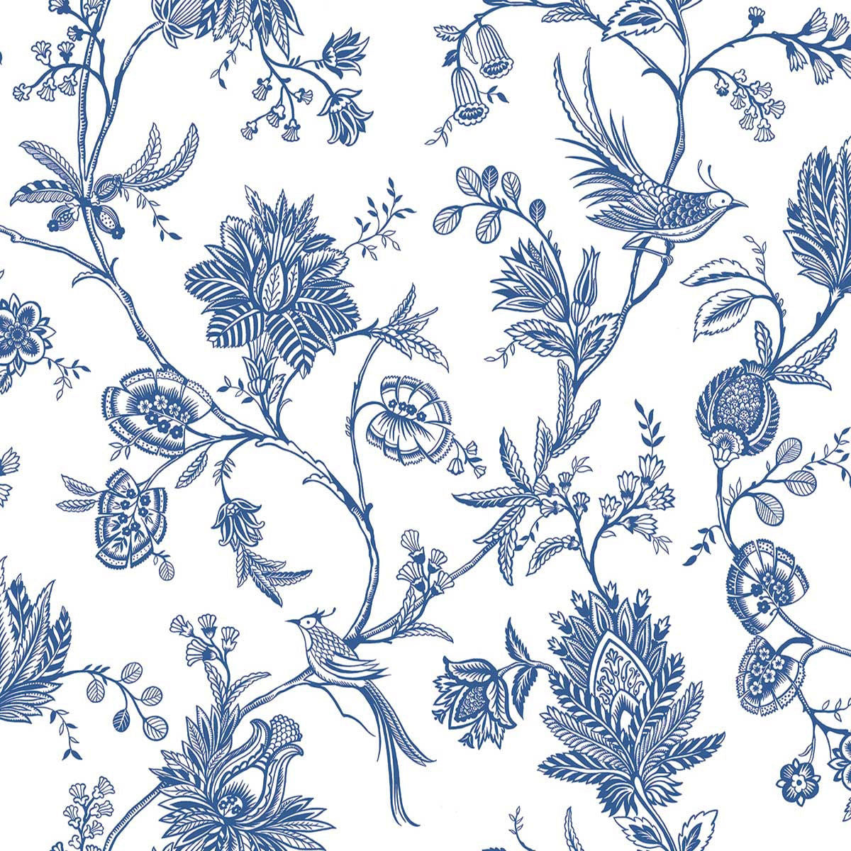 WTK20502 Whimsical Vines The Keys Indigo Wallpaper by Today Interiors