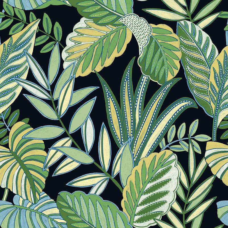 WTK20802 Bold Leaf The Keys Black Wallpaper by Today Interiors