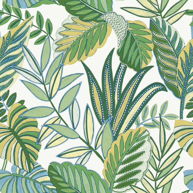 WTK20804 Bold Leaf The Keys Green Wallpaper by Today Interiors