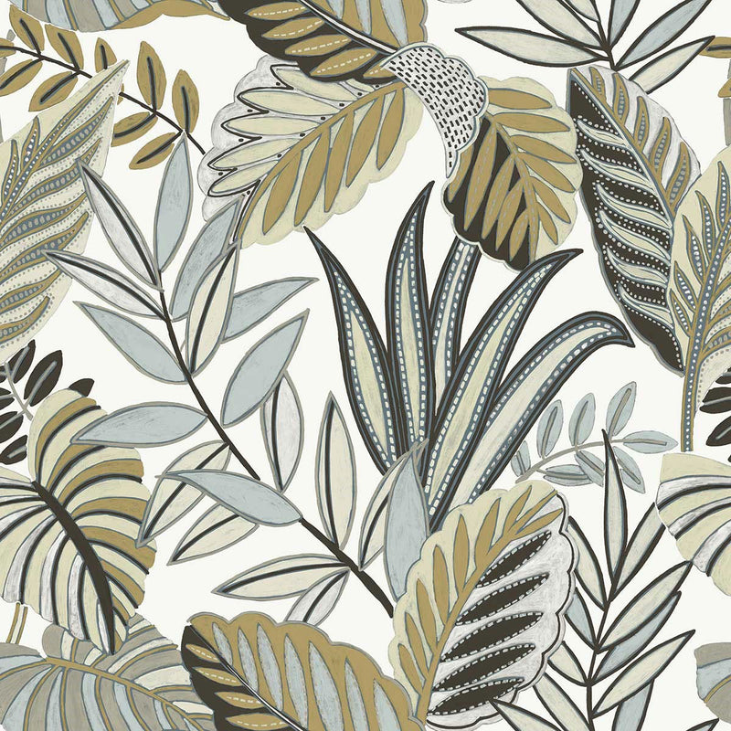WTK20808 Bold Leaf The Keys Neutral Wallpaper by Today Interiors