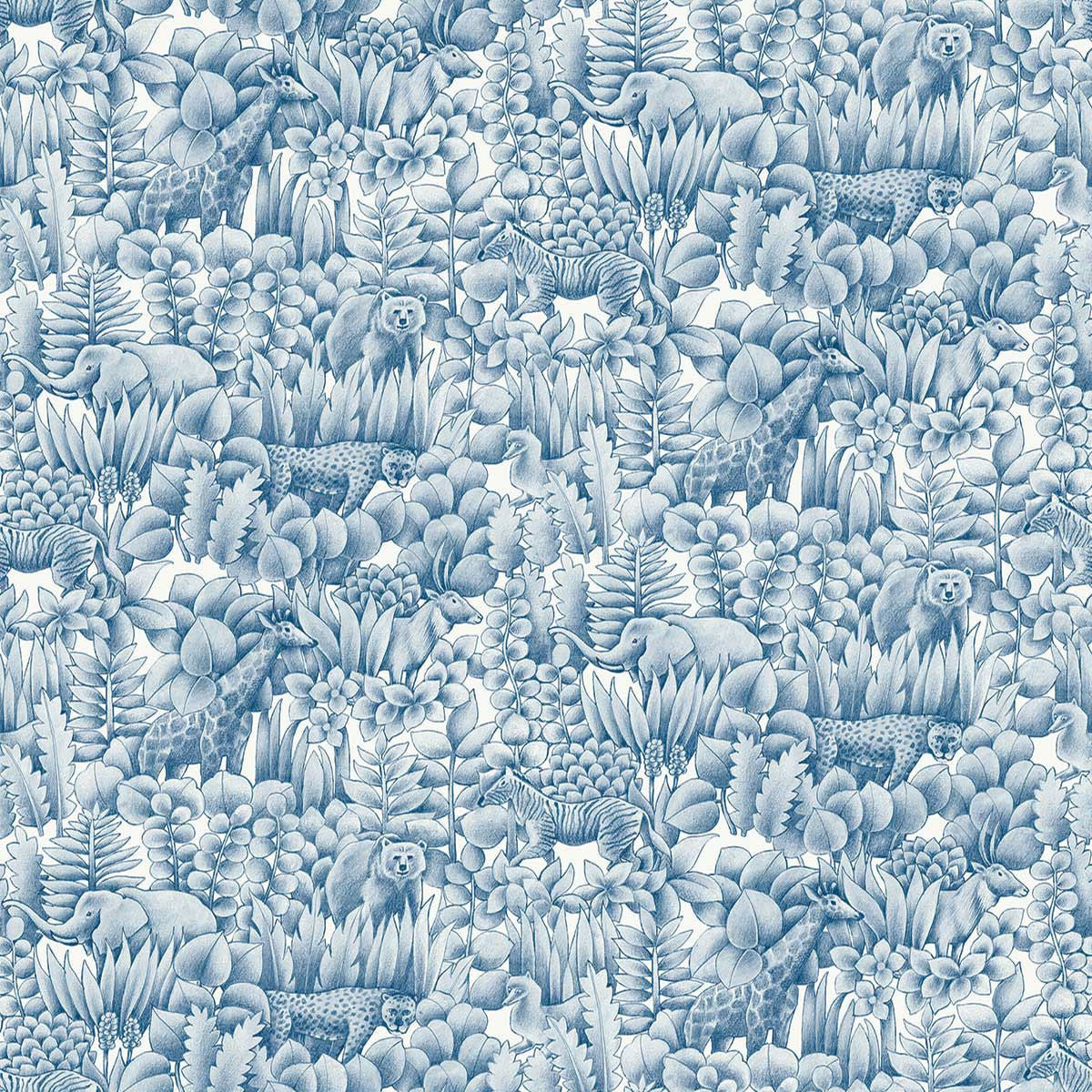 WTK21002 Zoo Friends The Keys Sky Blue Wallpaper by Today Interiors