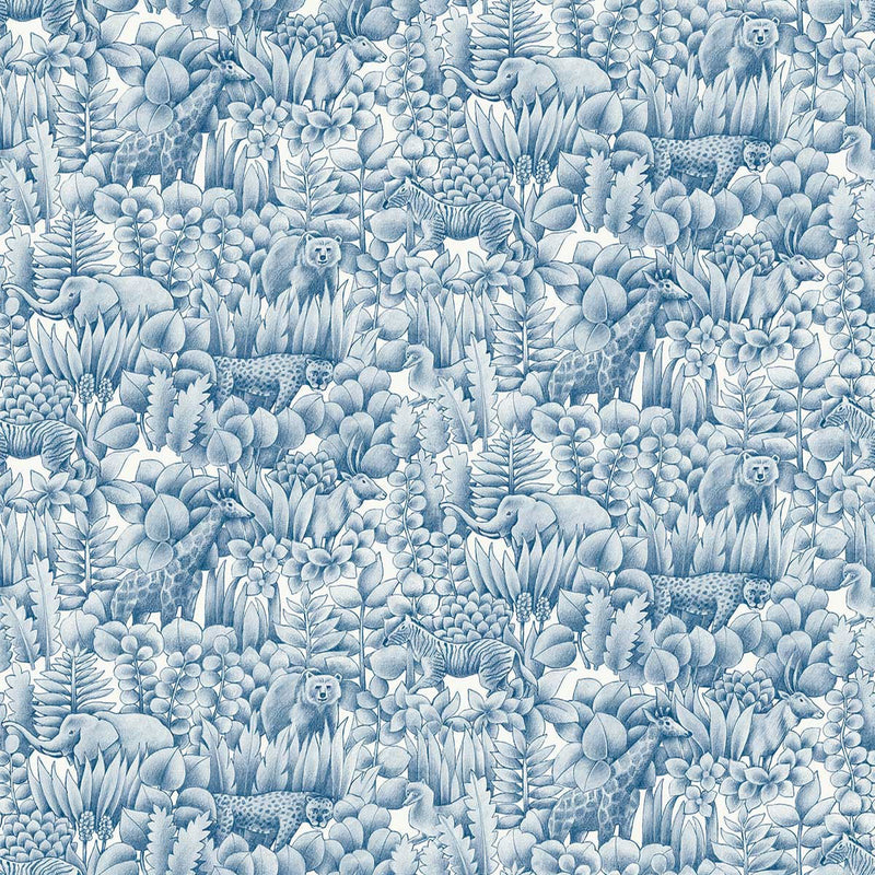 WTK21002 Zoo Friends The Keys Sky Blue Wallpaper by Today Interiors