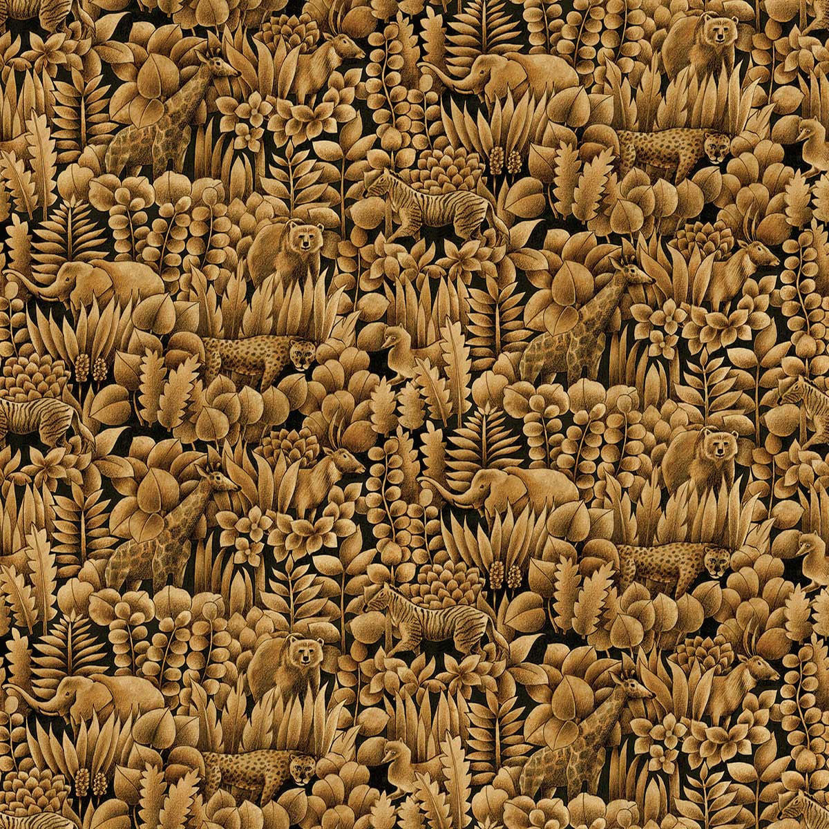 WTK21006 Zoo Friends Metallic The Keys Antique Wallpaper by Today Interiors