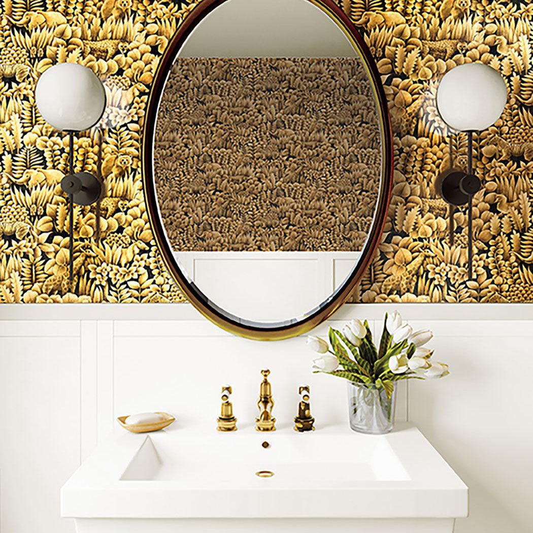 WTK21006 Zoo Friends Metallic The Keys Antique Wallpaper by Today Interiors