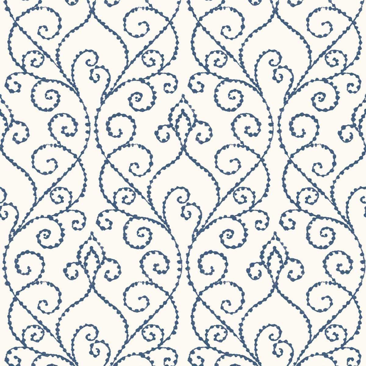 WTK21102 Vine Elegance The Keys Indigo Wallpaper by Today Interiors
