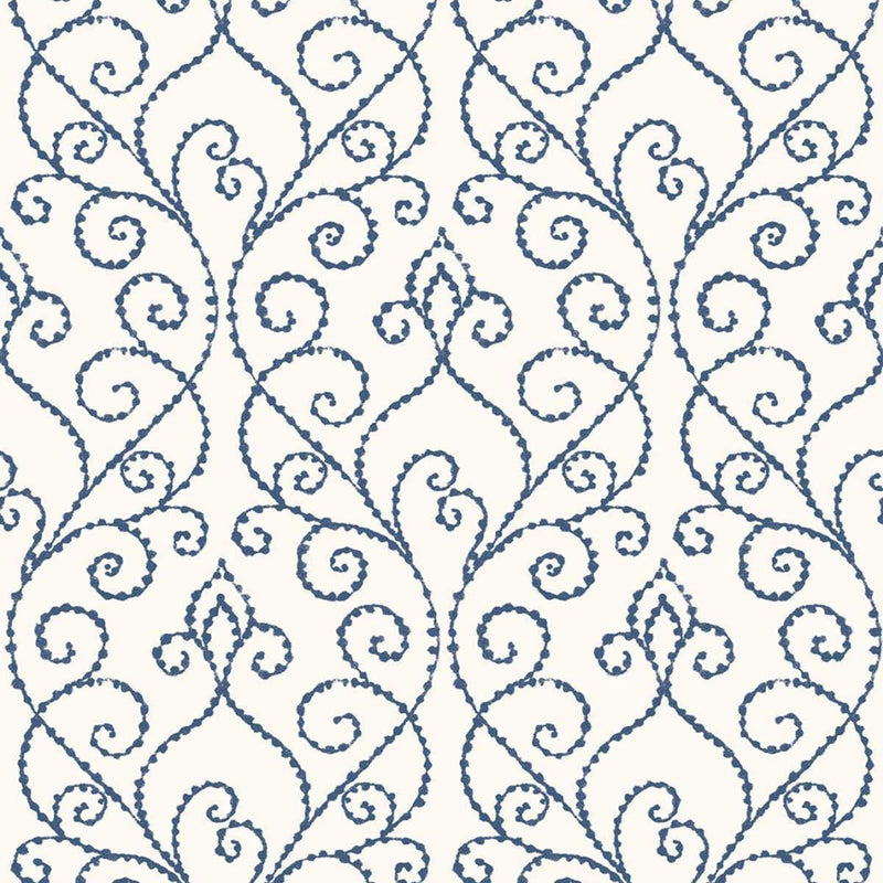 WTK21102 Vine Elegance The Keys Indigo Wallpaper by Today Interiors
