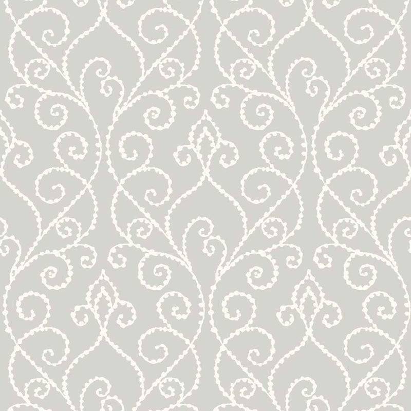 WTK21118 Vine Elegance Textile The Keys Grey Wallpaper by Today Interiors