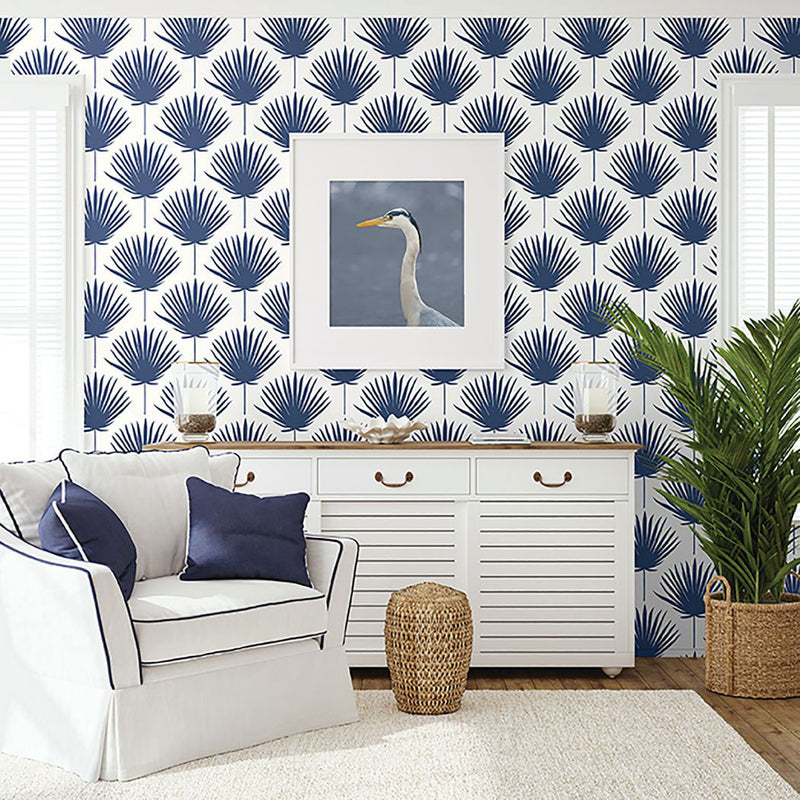 WTK21202 Vibrant Palm The Keys Indigo Wallpaper by Today Interiors